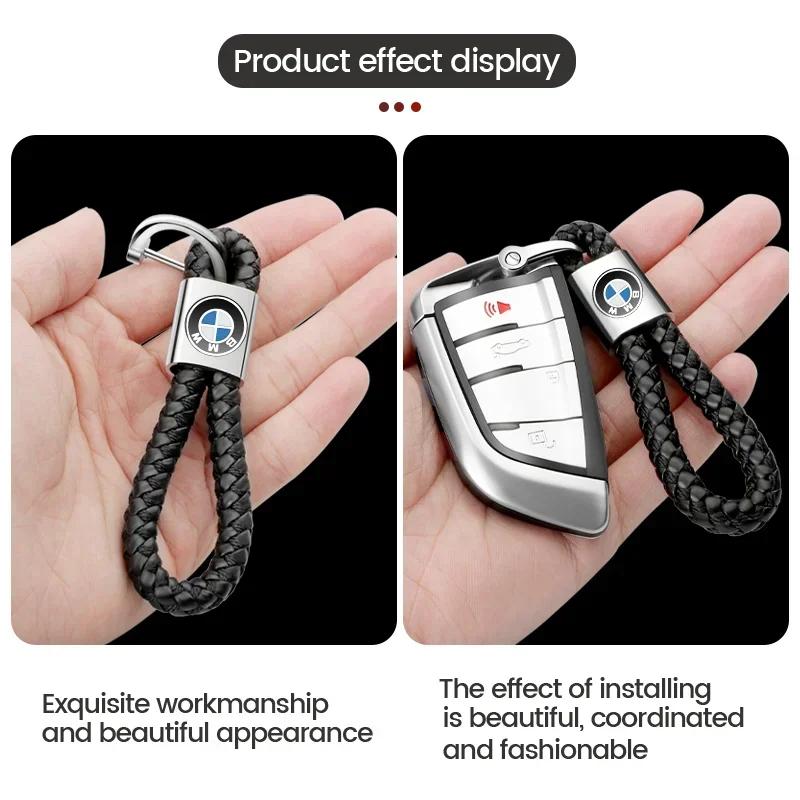 Metal Weave Car Logo Keychain Lanyard Key Ring Buckle For BMW Z3 Z4 G30 X1 X4 X3 X5 X6 E36 E46 E39 E60 E53 E34 F10 Accessories