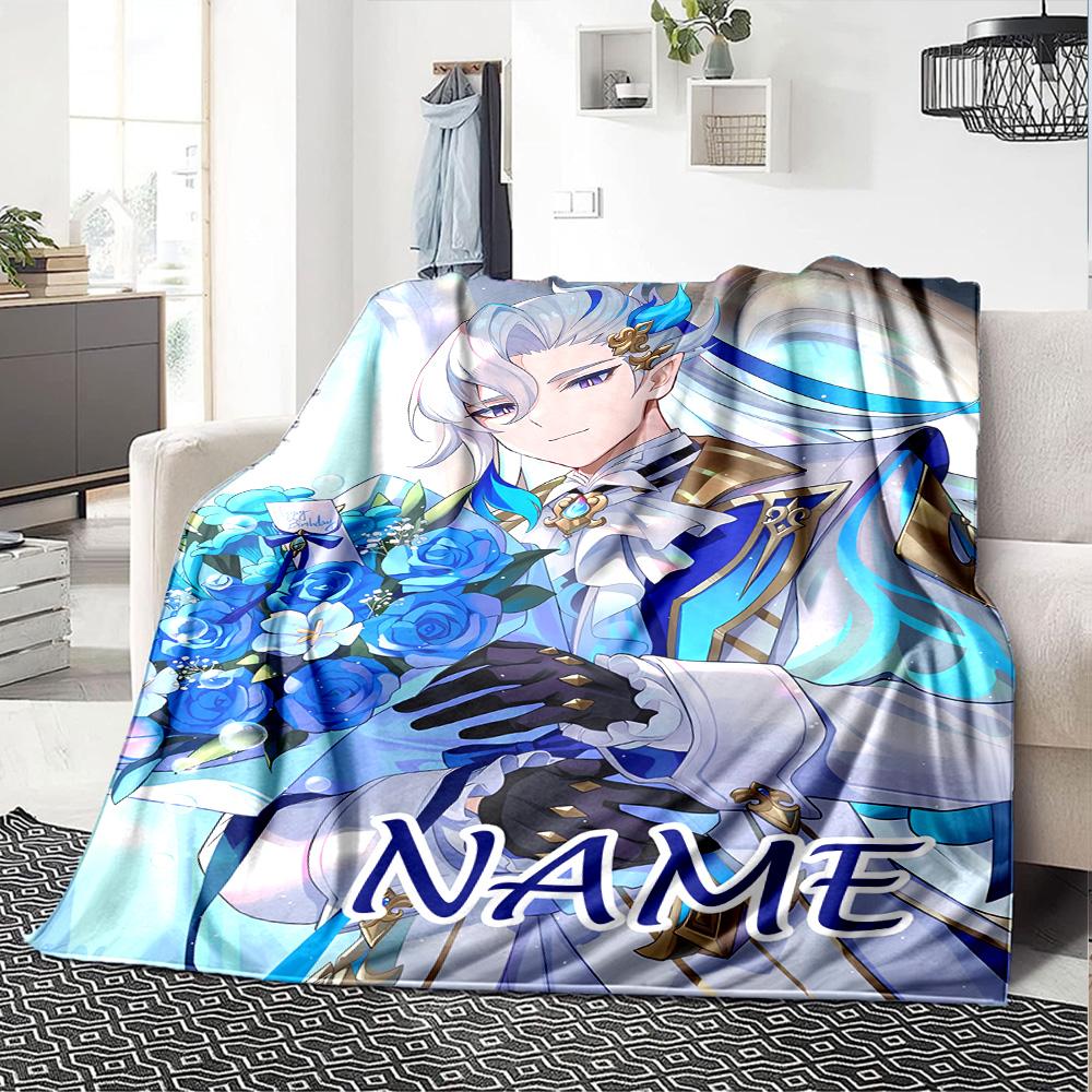 Customizable Genshin Impact1 Throw Blanket – Personalized Name, All-Season Cozy Snug Blanket, Machine Washable, Personalized Blanket