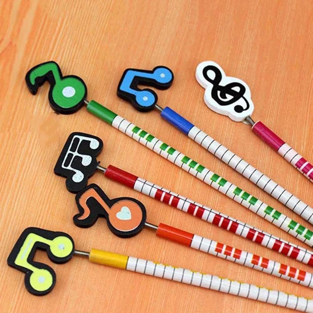 6 Pieces Musical Music Stationery School Office Supply Student Gift Prize Creative Kawaii Simple Cute Music 2B Pencil