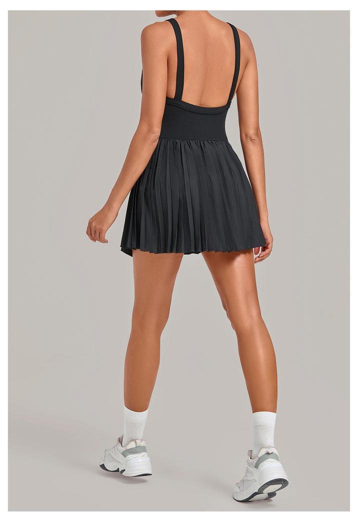Women's Pleated Two-Piece Yoga Dress for Running, Sports, and Tennis - Anti-Exposure Skirt 3961