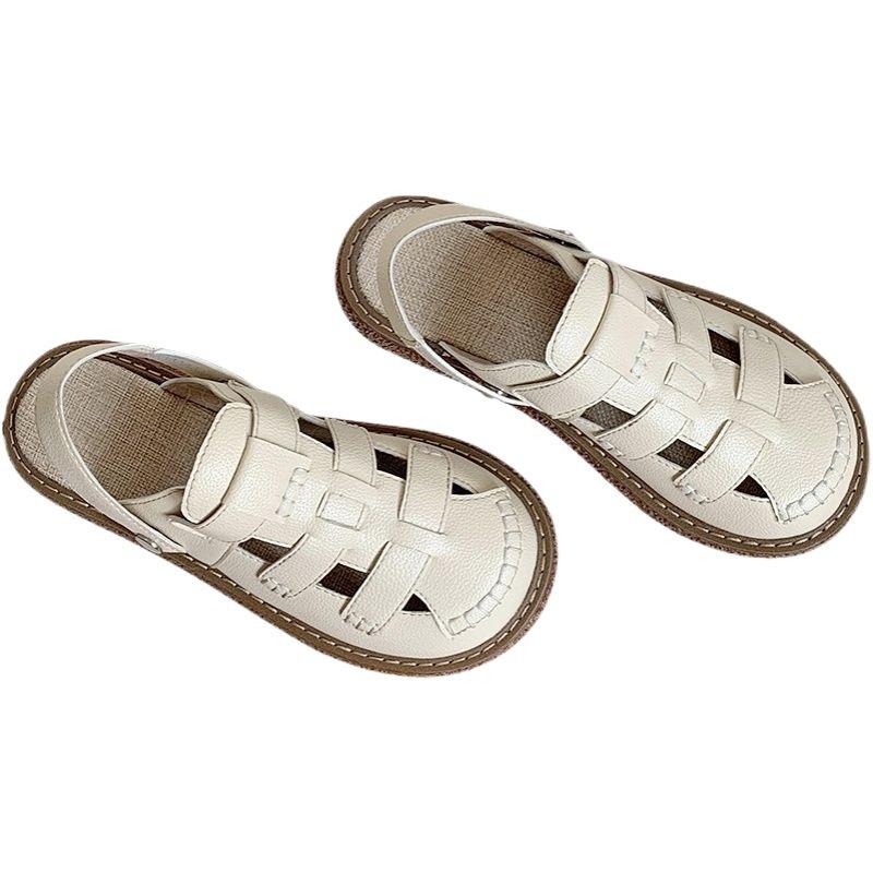 Sandals Women's Thick Soles Increase the Height of One Shoe and Two, Wear College Style Versatile Bag Head Half Slippers Hollow Cute Hole Shoes