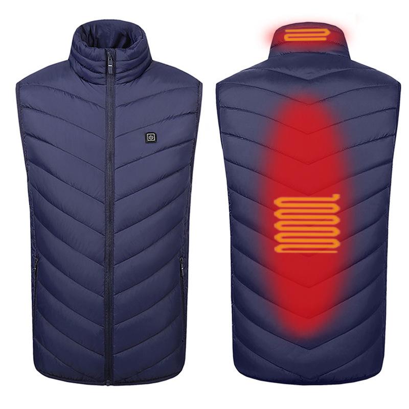 Iarnă Nou Vestă Bărbați Guler Înalt Încălzire 9 Zone Vestă Electrică Încălzită Bumbac Încălzire Inteligentă Temperatură Constantă Jachetă Termică