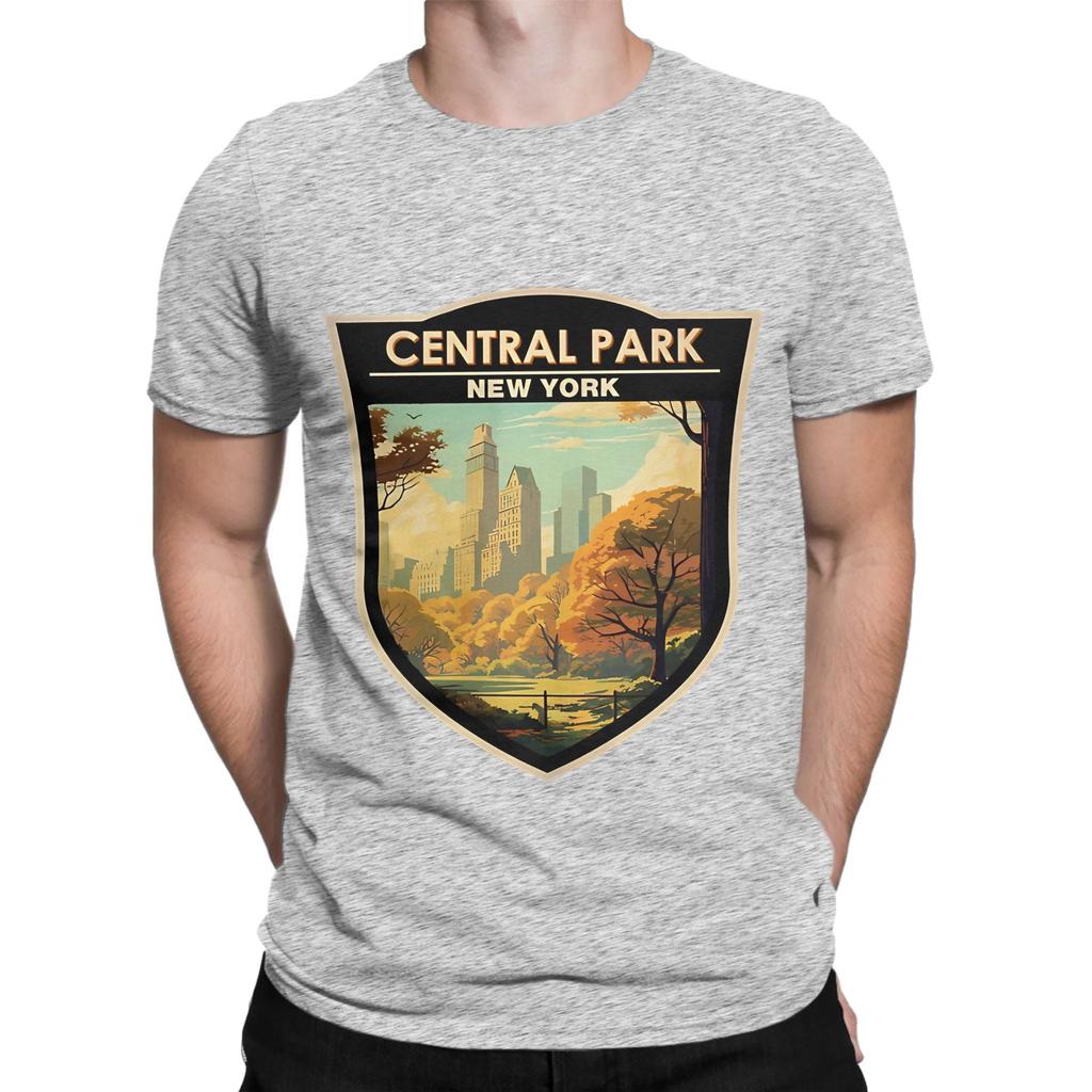 Central Park Travel Art Badge Graphic 100 Cotton TShirt central park season 3 Tops Tees For Unisex