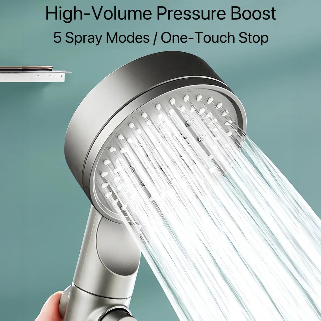 Bathroom Hand Held Shower Head Water Saving Pressure Shower Device for Cleaning Tile Corner Toilet