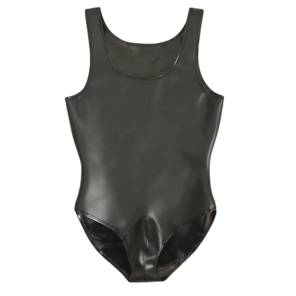 New Cloth Latex Men Double Sided Vest Sexy U Bulge Pouch Bodysuit Pu Shiny Man Stage Leotard Shaping Nightclub Elastic Tights
