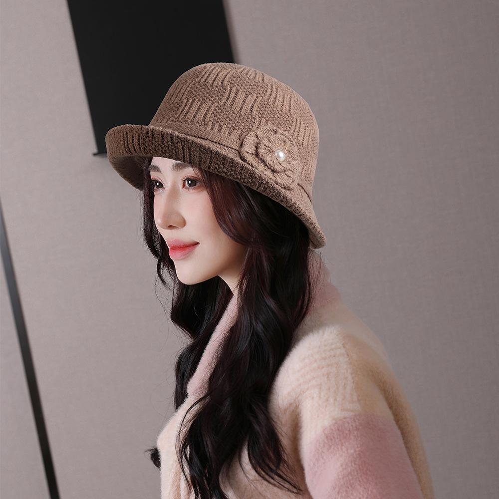 Women 1920s Vintage Knit Bucket Hat - Winter Derby Bowler Fisherman Hat Round Brim Bucket Hat Women