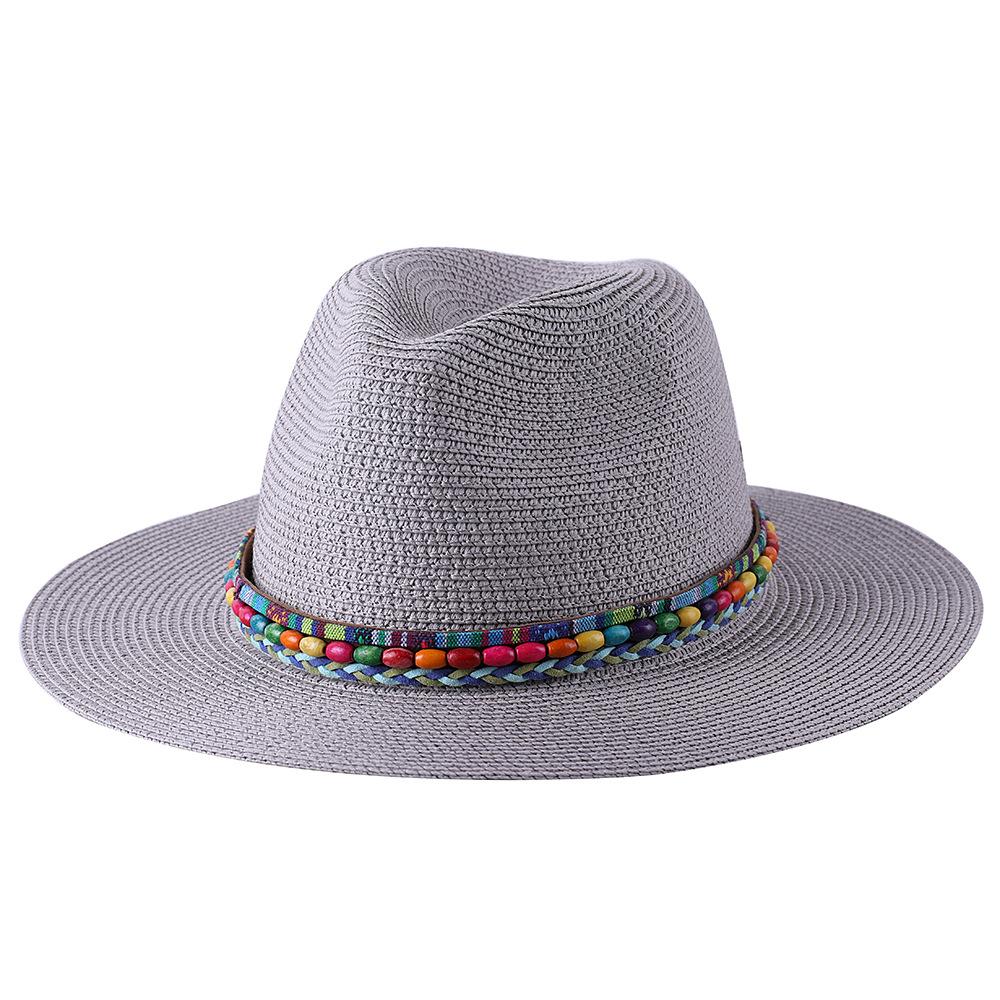 2022 Summer Hat for Women Men Wide Brim Panama Sun Straw Hats Travel Beach Jazz Fedora Hat