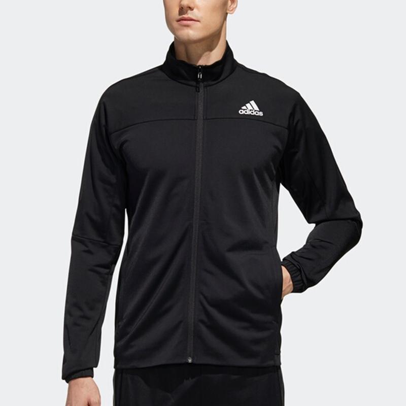 Adidas 3-Stripe Knit Jacket Tennis Sports Stand Collar Outerwear Men Outerwear Black FS3771