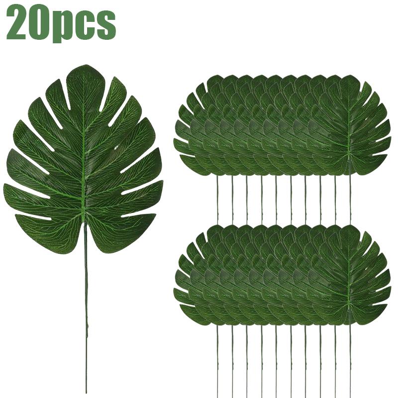 Artificial Monstera Leaves Faux Tropical Greenery Hawaiian Palm Monstera Leaf Fake Turtle Plant for Wedding Party Home Decor