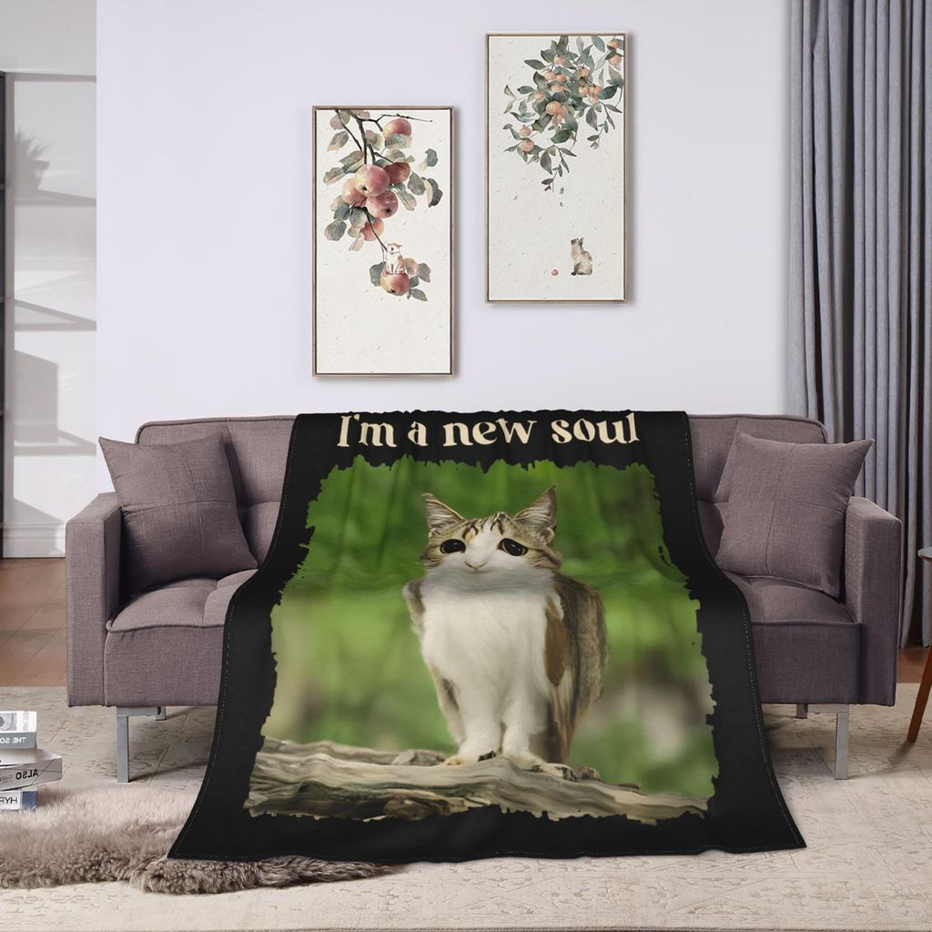 Hello Meowl CatOwl  Blanket Flannel Decoration  Multi-function Ultra-Soft Throw Blankets for Bed Couch Bedding Throws