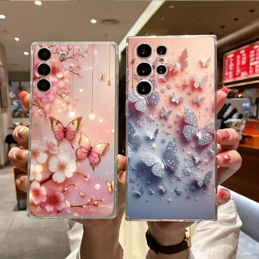 Soft Cover Phone Case for Samsung Galaxy A52s A21s A50 A51 A12 A71 A32 A22 A72 A31 A52 A16 Butterfly & Floral Design