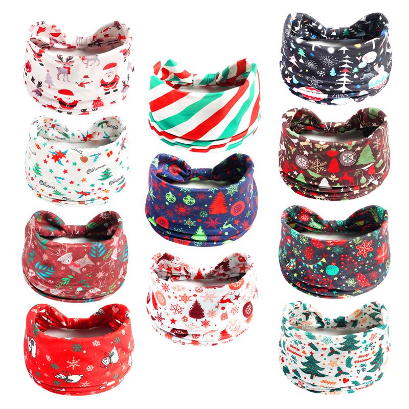 

Женские широкие аксессуары для йоги, рождественская повязка для волос, эластичная повязка на голову с принтом, спортивная повязка, впитывающая пот