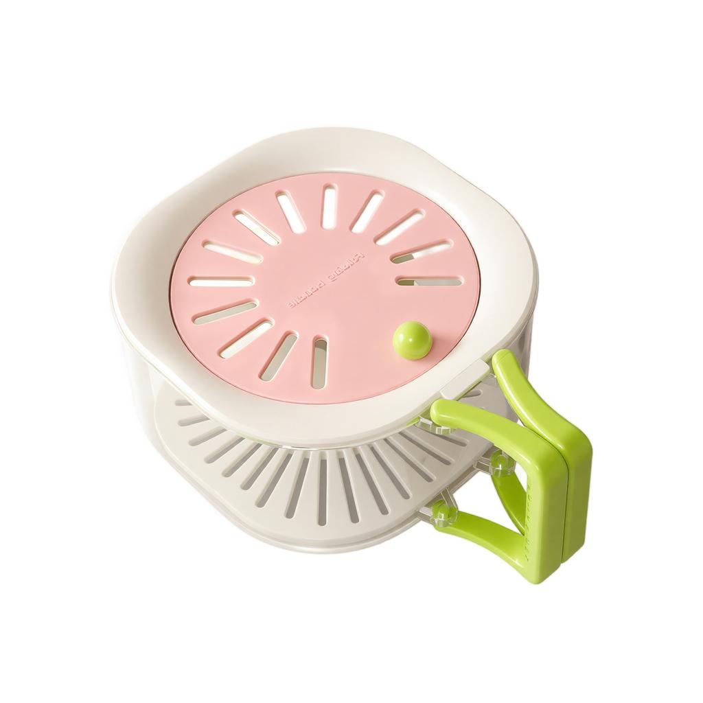 Household Drain Basket Dual Function Thickened Water Draining and Fresh-Keeping Fruit Basket with Lid and Handle Kitchen Strainer