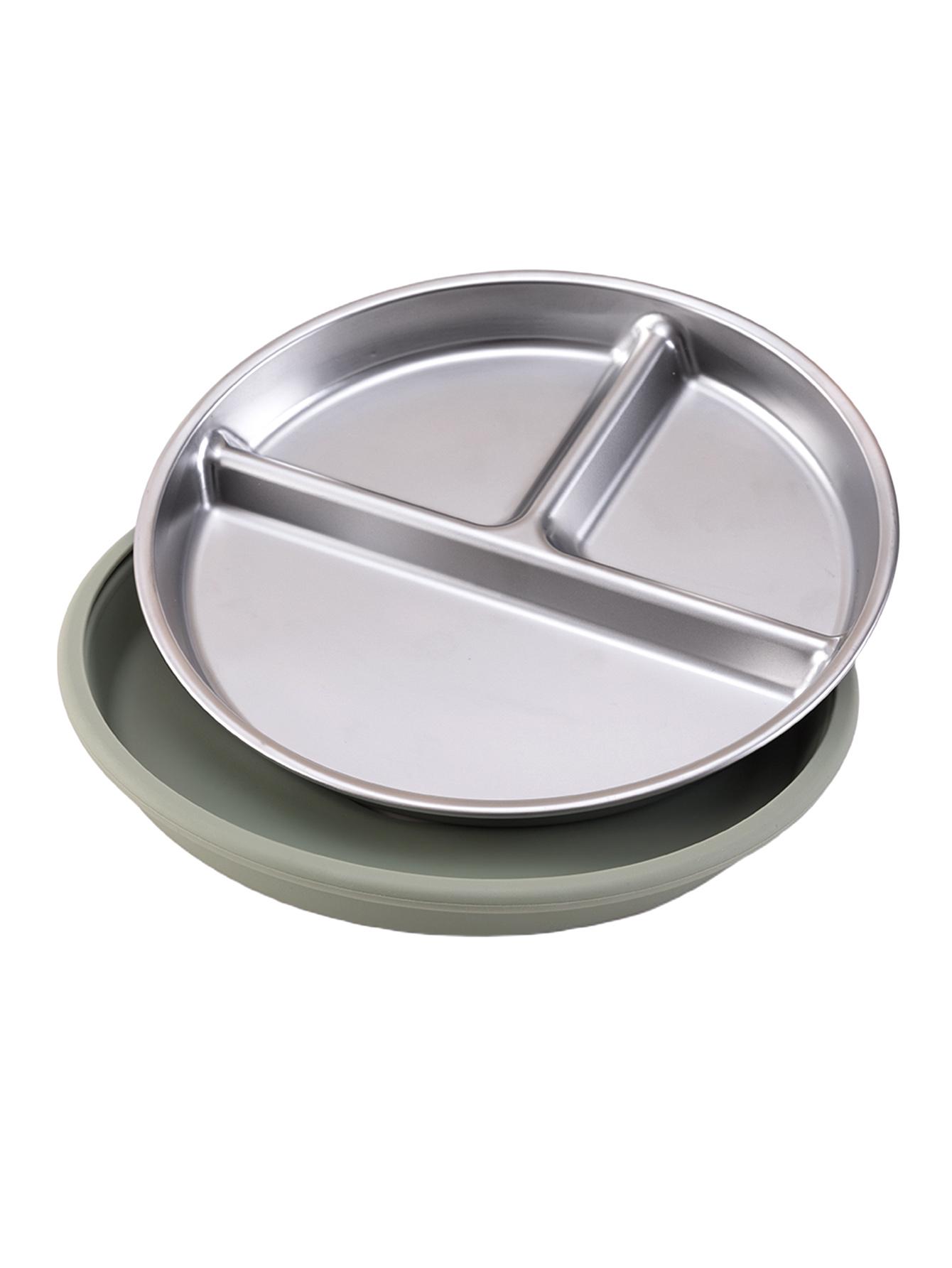 

Color Kids 1PCS Stainless Steel Plate Detachable Suction Dishes Baby Feeding Sucker Bowl Food Grade Silicone Food Tray Tableware