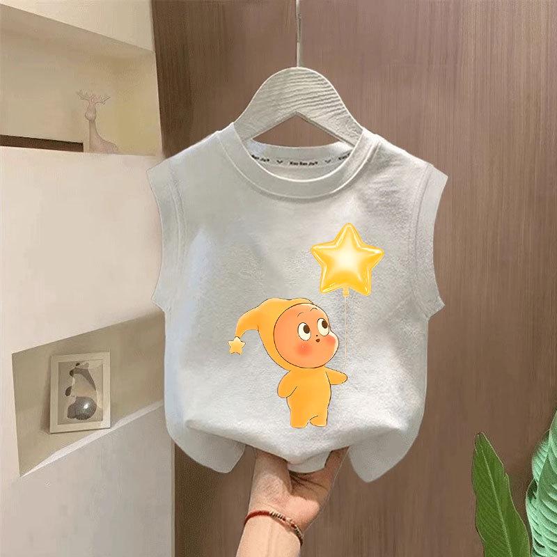 Pure Cotton Japanese Cartoon Star T-shirt for Small & Medium Children