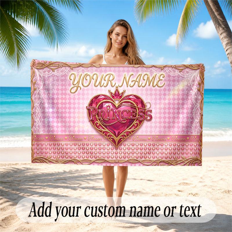 Decorative Artwork Theme Soft Beach Towel Personalized Custom Name Text Towel Portable for Beach Pool Travel