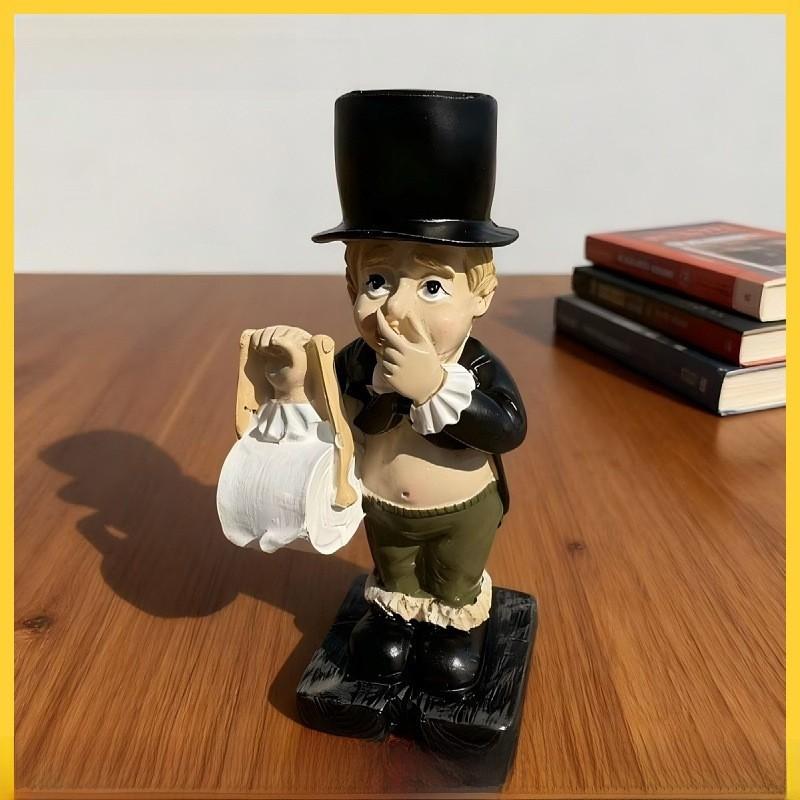 Harz Gentleman Taschentuchhalter Dekoration im Cartoon-Stil für Zuhause und Büro