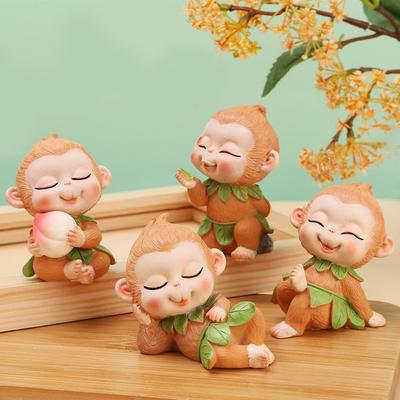 Cartoon Monkey King Figurine Sitting Sleeping Monkey Statue Great Sages Equalling Heaven Sculpture Home Office Car Dashboard Decoration Ornament