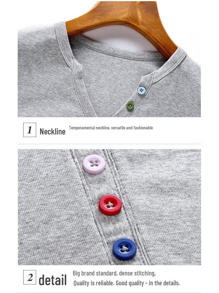 2026 Slim-Fit Short-Sleeve T-Shirt with Colorful Buttons - Korean Style Slimming, Versatile, and Sweet Women's Summer Top