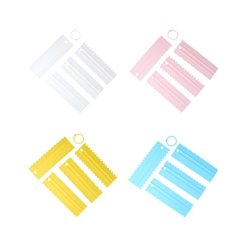 4Pcs Cake Baking Scraper Spatulas Cream Scraper with Irregular Teeth Edges Fondant Cake Slicer Pastry Cutters Tool