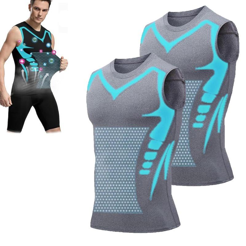 

Summer Men Shapewear Ionic Shaping Vest Sleeveless Shirt Tight Compression Shirts Tank Body Shaper Breathable Ice Silk XS