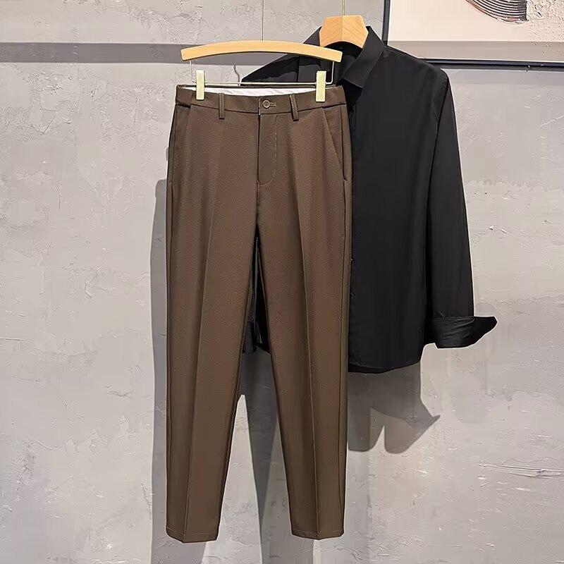 New Nine-point Straight Trousers, Loose Men's High-end Non-ironing Business Work Suit Pants, Casual Pants for Men
