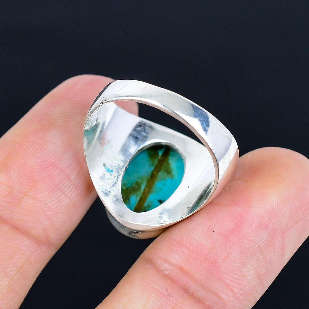 Türkis Edelstein Ring für Männer und Frauen 925 Silber Vergoldet Geometrisches Band Vintage Boho Stil Finger Schmuck Geschenk für Ihn/Sie