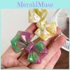 Elegant Acetate Bowknot Hair Clip For Women Stylish Fashionable Duckbill Claw Accessory In Yellow Striped Pink Blue Green Colors
