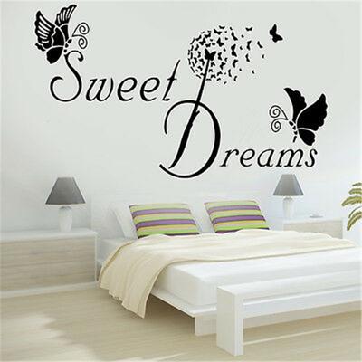 Dreams Love Removable Wall Stickers Sweet Quote Bedroom Decals DIY Butterfly