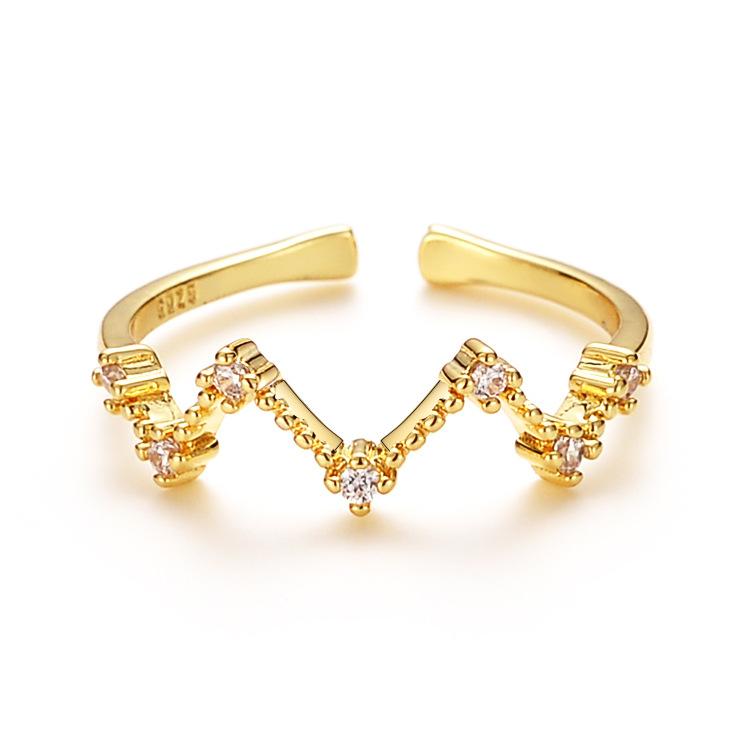 Galvanisieren Hohe Farberhaltung Koreanische Version Leichter Luxus Mode Zirkon Großer Wagen Ring Damen Geometrischer Zeigefingerring