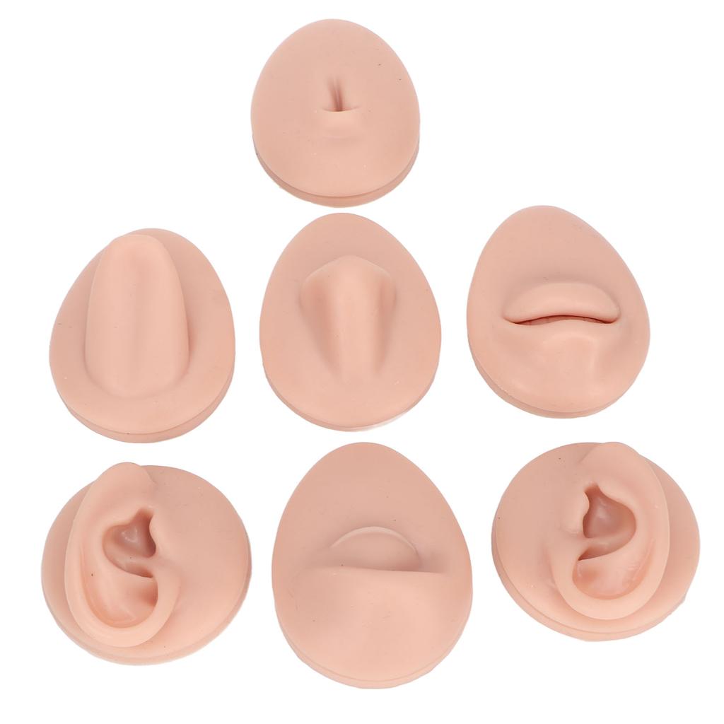 Body Piercing Practice Model Simulation Silicone Ear Eye Nose Mouth Tongue and Belly Button Model for Novice Piercer