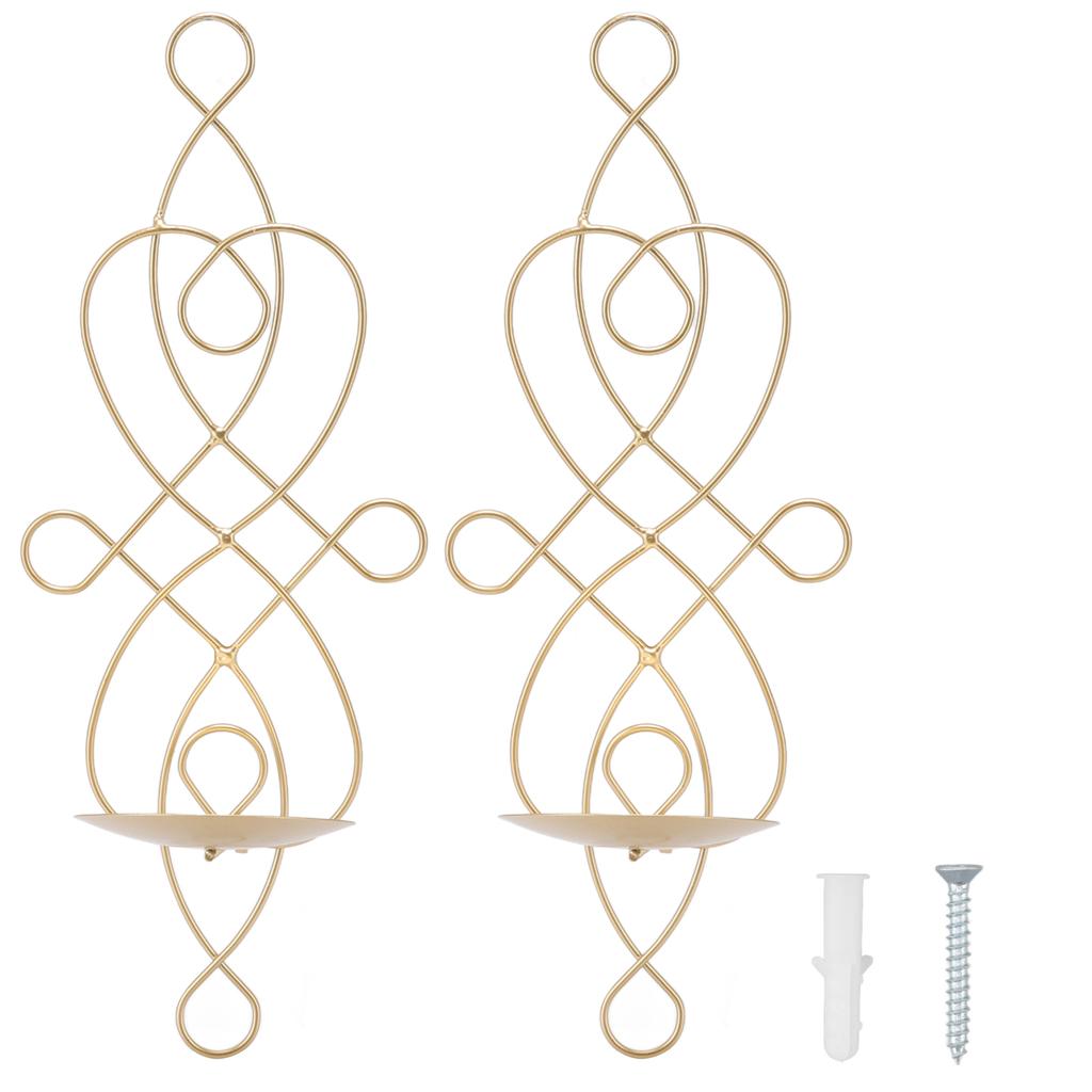 2 Sets Iron Wall Candle Sconce Holder Foldable Deformation Resistance Innovative Wall Candle Holder