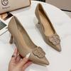 7-High heels women's autumn pointed-toed stiletto single shoes women's one-pedal lazy shoes trendy and comfortable