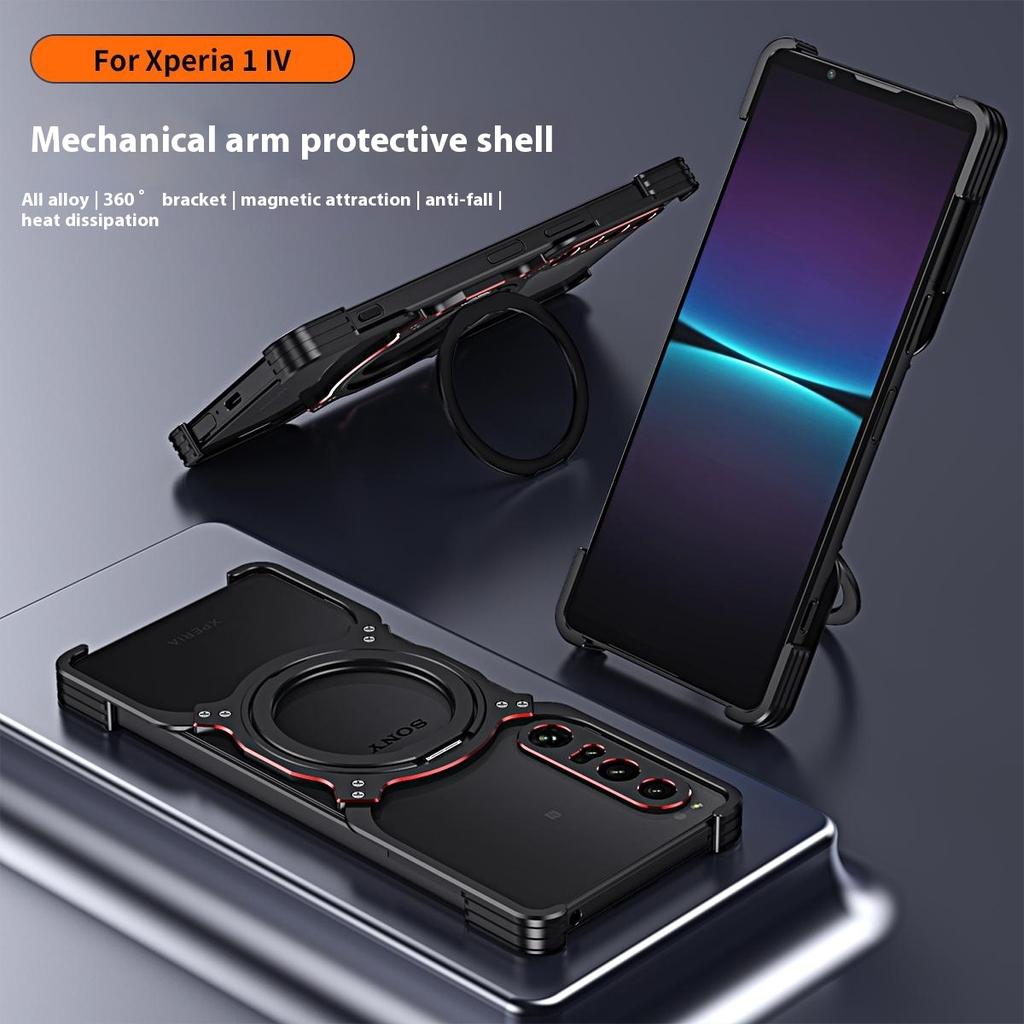 For Sony Xperia 1 IV 5G Kickstand Case Metal Bumper Magnetic Phone Cover