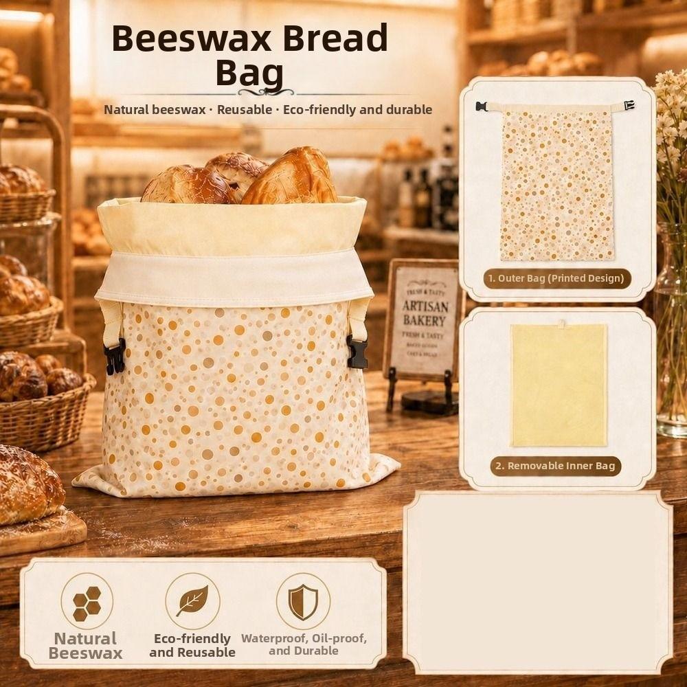 Sacos de Pão Reutilizáveis de Cera de Abelha Sacos de Armazenamento de Alimentos Revestidos com Cera de Abelha Sacos para Pão de Fermentação Natural Armazenamento de Queijo