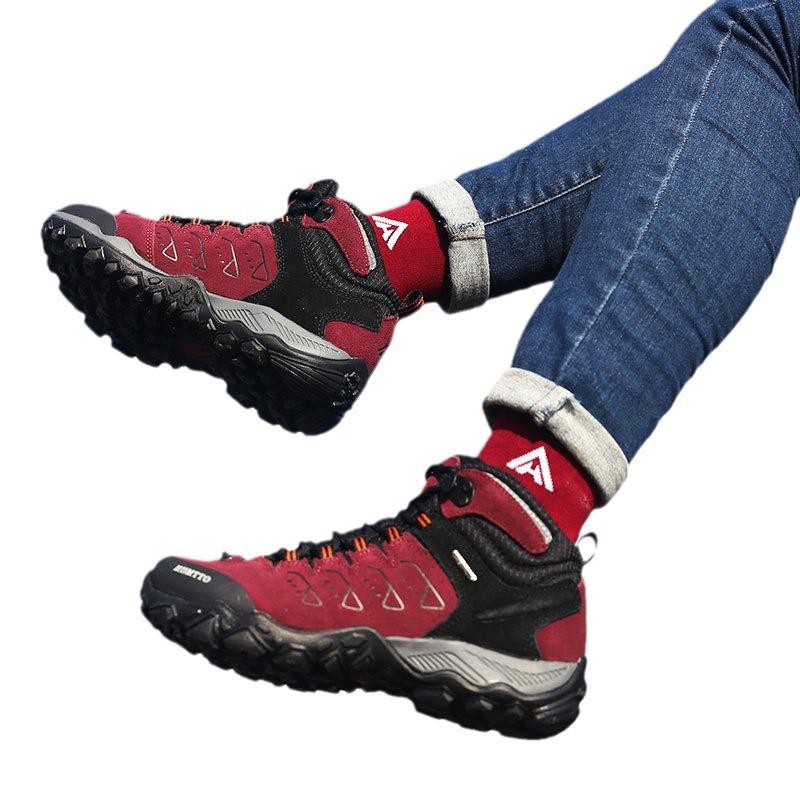Hantu hiking shoes women's spring and autumn waterproof and non-slip shoes high-top outdoor women's shoes professional climbing shoes tactical hiking
