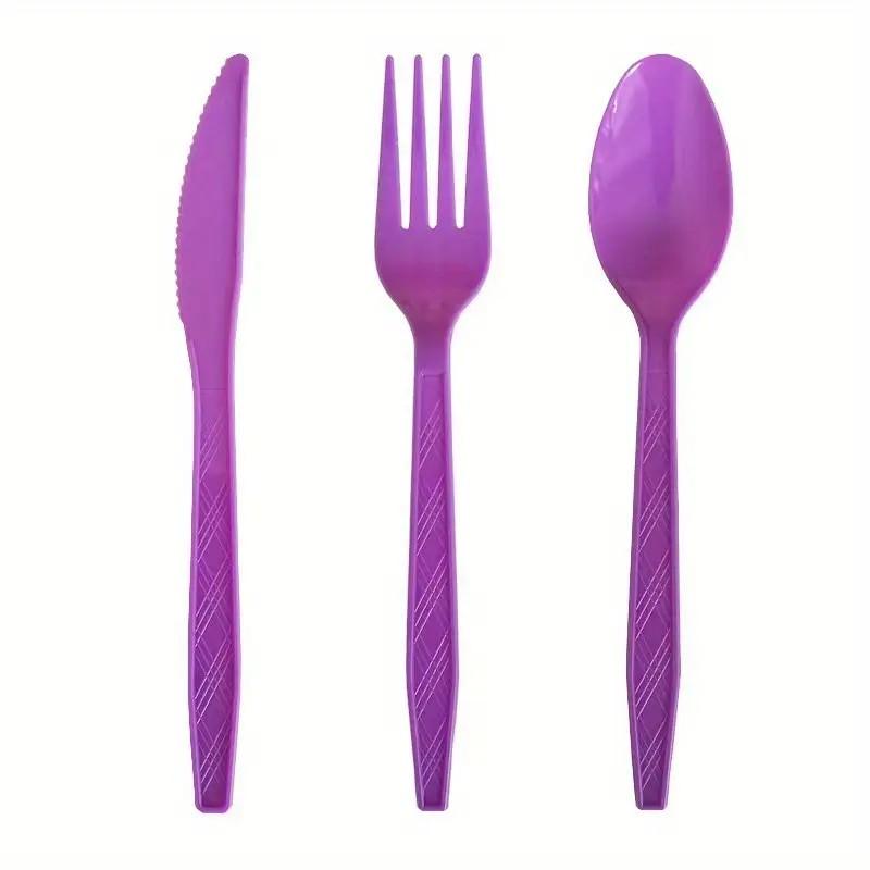 75 Sets of Reusable Multicolor Plastic Cutlery Knives, Forks and Spoons, Which Are Very Suitable for Dining Parties.