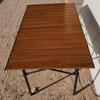 1.2m Walnut Round Folding Camping Table - Carbon Steel, Roll-Up, Portable BBQ Table