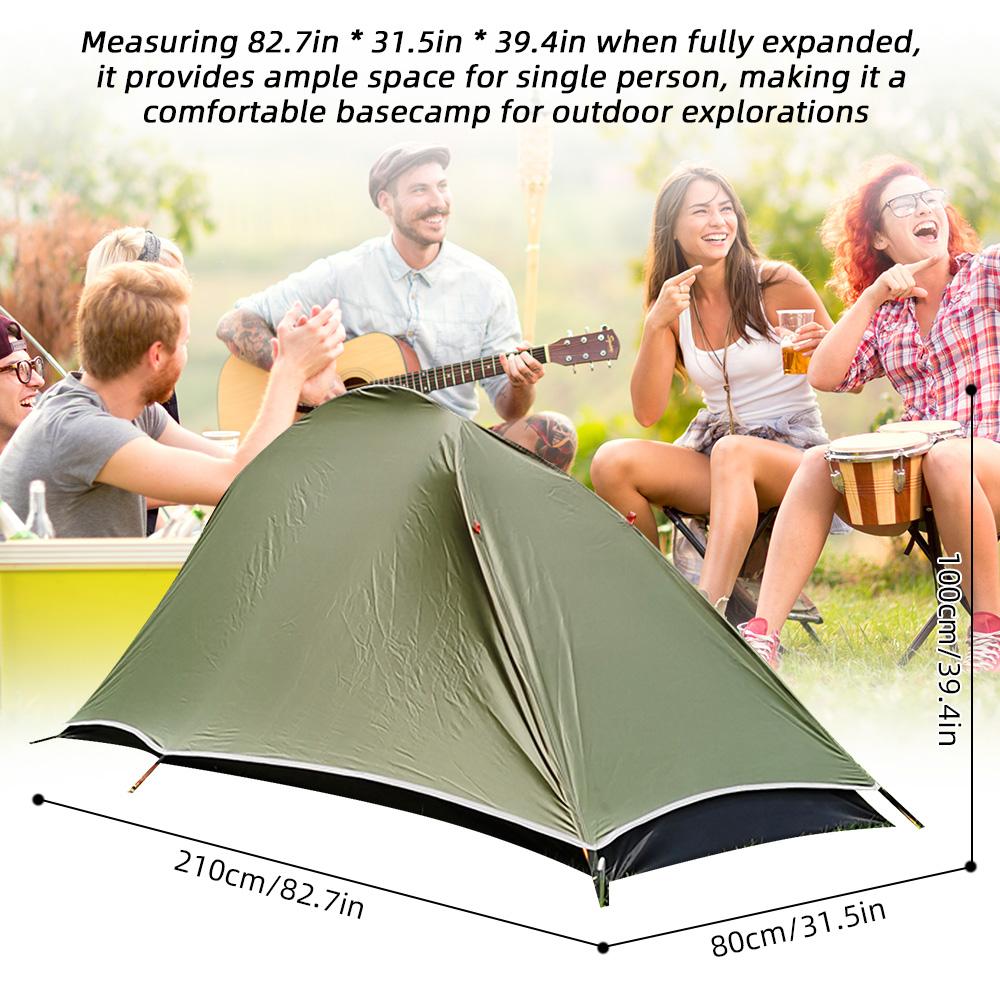 Ultraleichtes Campingzelt für 1 Person, Aluminiumstange, Outdoor-Wanderzelt, wasserdichtes Rucksackzelt