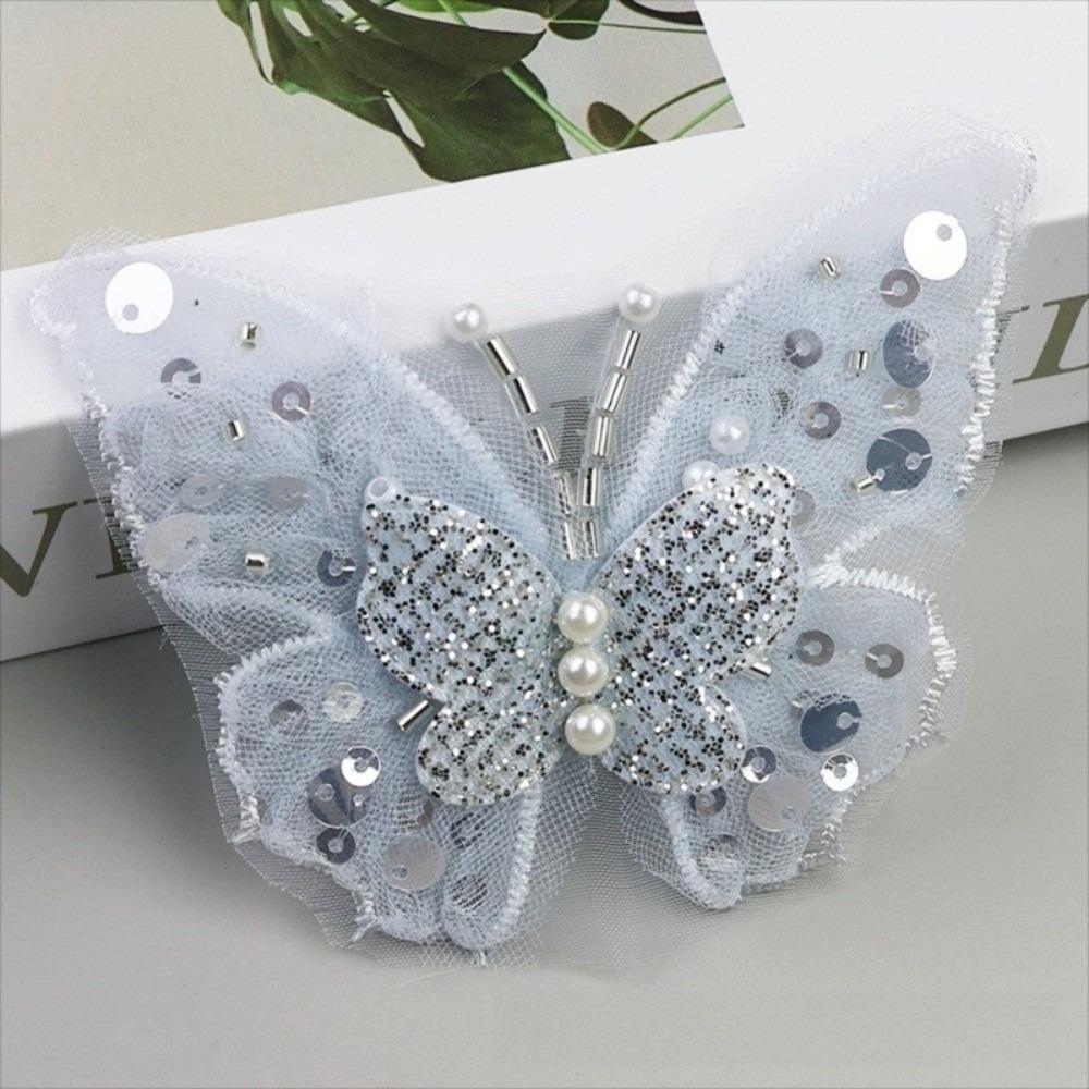 Double-Layered Sequins Butterfly Applique Hand-Sewn Lustrous DIY Clothes Embellishment Mesh Sequins Fluttering Moth