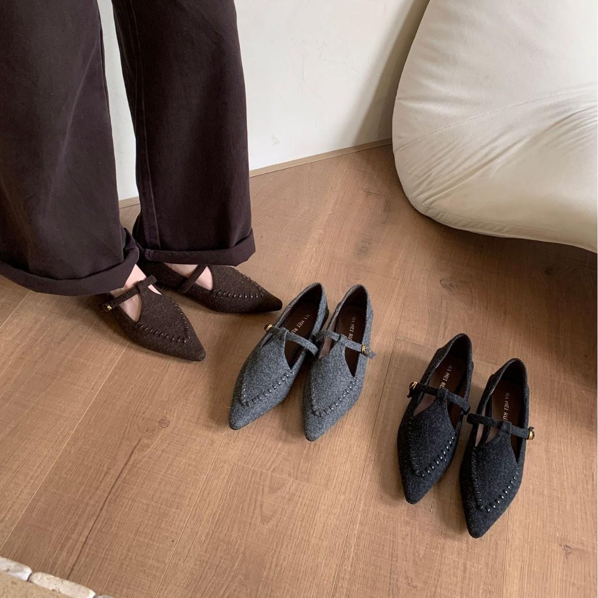 

2025 autumn new suede one-letter with woven low slope heel commuter work versatile women s shoes 40 кофейный