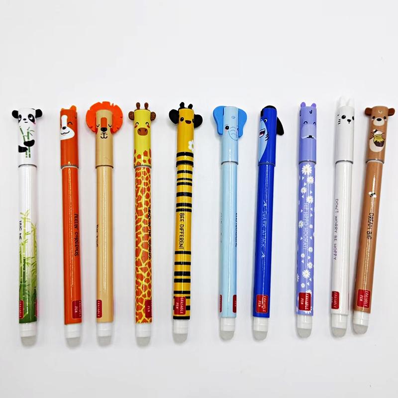 1Pcs Animal Pattern Erasable Gel Pen Cartoon Kids Writing Gel Pens Neutral Pen For Home School Work Students Stationery