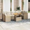 Vidaxl 8-Cz. Furniture Set With Cushions, Beige, Poly Rattan and Acacia