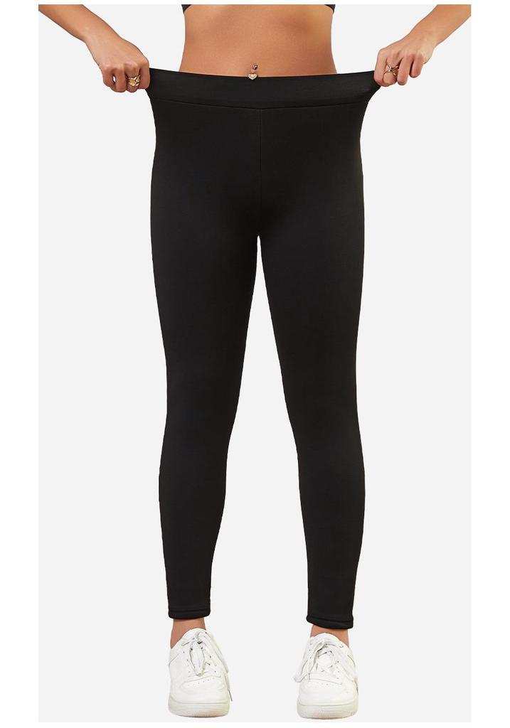 Autumn/Winter Plus Size Thick Velvet Black Base Layer Pants - European & American Style