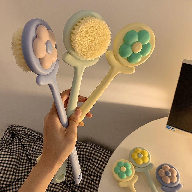 Soft Hair Shower Body Brush Long Handle Bathroom Wash Brush Bathing Massage Back Body Scrubbing Supplies Exfoliating Brush
