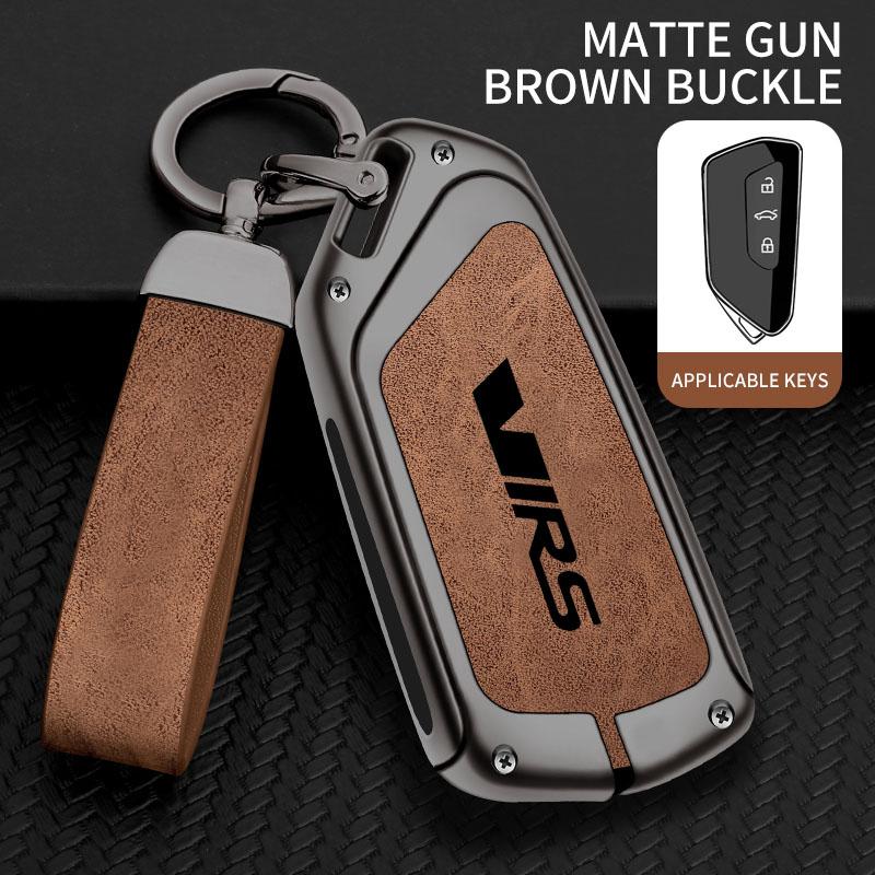 AAABP1 Zinc Alloy Car Remote Control Key Case Cover Holder Shell Fob for Skoda VRS Protection Key Chain Buckle Keyless Accessories