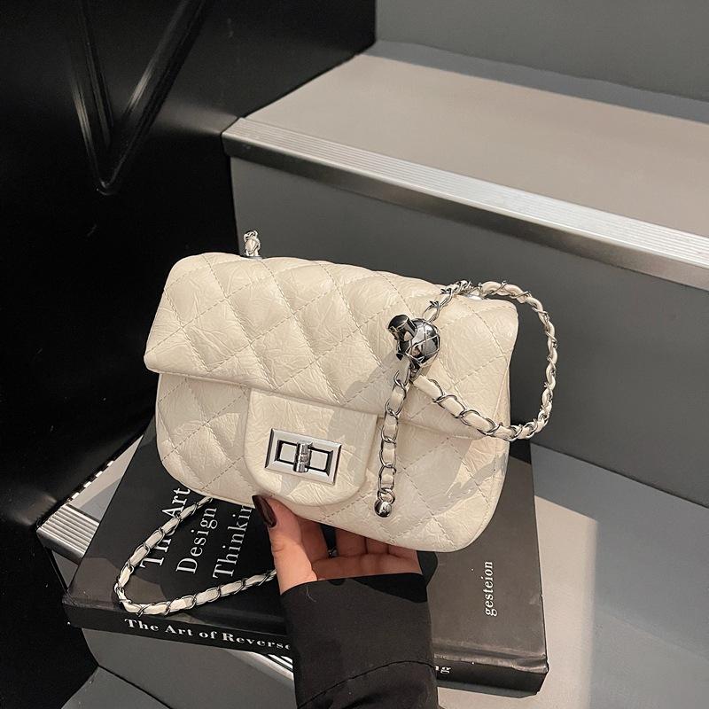 

Премиальная сумка-цепочка с бриллиантами, женская новая модная маленькая квадратная сумка, универсальная на плечо, сумка-мессенджер белый