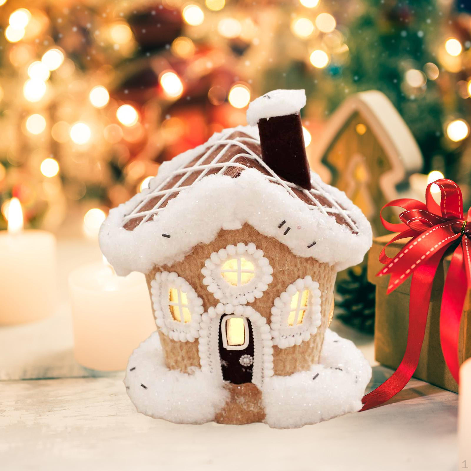 

Lighted Gingerbread Christmas Village House Collectible Building Centerpiece Indoor Snow Scene Style A