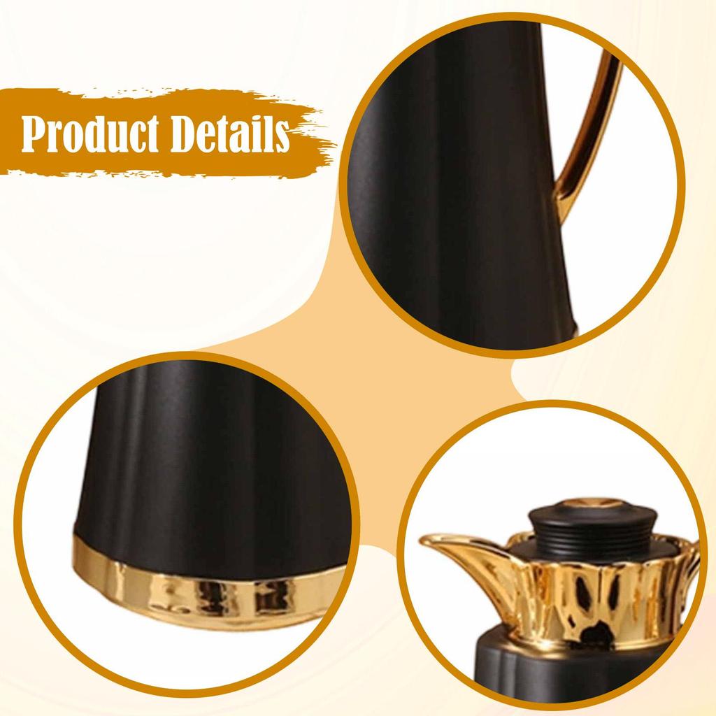 1000ML Arabic Insulated Thermal Coffee Carafe with Glass Liner Portable Vacuum Pot for Home Use Household Ornament Kettle