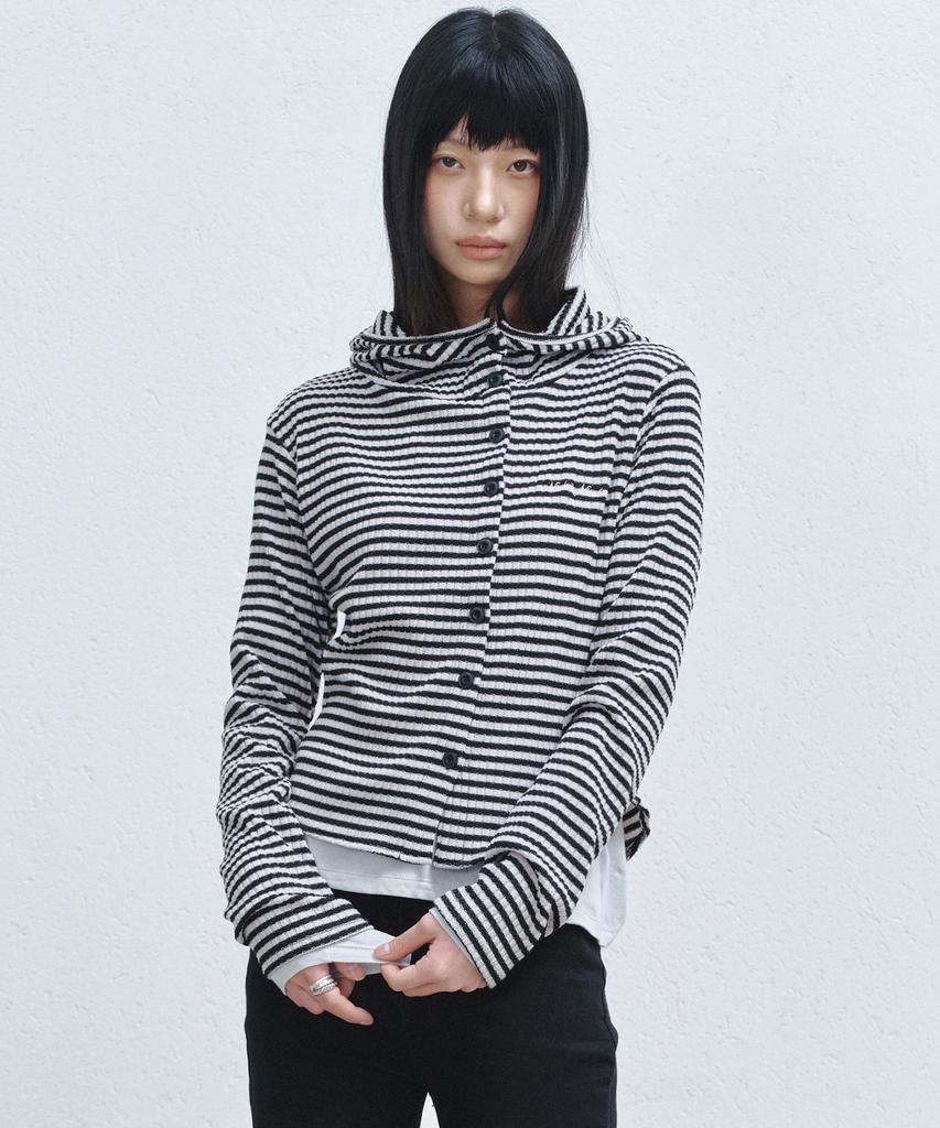 Nigaennikol Stripe Hood Top_Beige